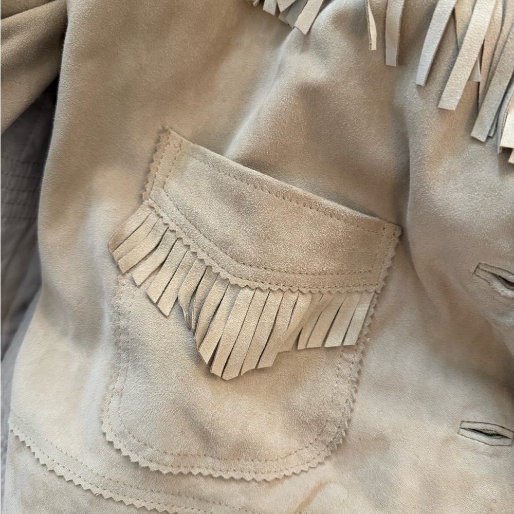 Ralph Lauren Camel Suede Leather Jacket Western Style Boho Fringe - Picture 13 of 17